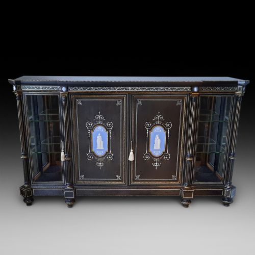 Victorian Ebonised Credenza with Jasperware Plaques