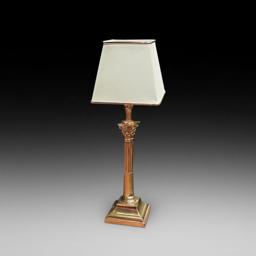 Edwardian Brass Corinthian Column Table Lamp