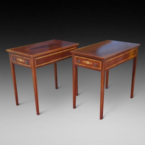 Pair of Edwardian Mahogany Inlaid Side Coffee Tables