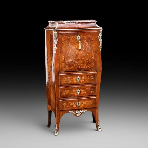 French Marquetry Inlaid Secretaire Abattant