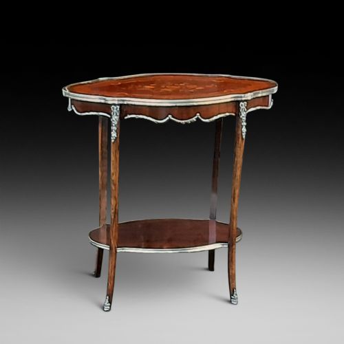 French Floral Marquetry Inlaid Occasional Table