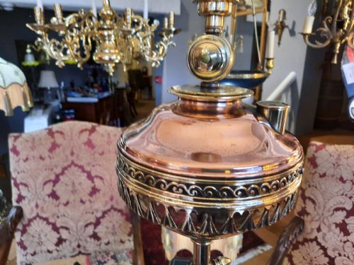 LATE VICTORIAN BRASS AND COPPER BRASS EXTENDING STANDARD OIL LAMP - ADDITIONAL PHOTO 1