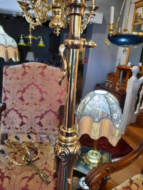 LATE VICTORIAN BRASS AND COPPER BRASS EXTENDING STANDARD OIL LAMP - ADDITIONAL PHOTO 2