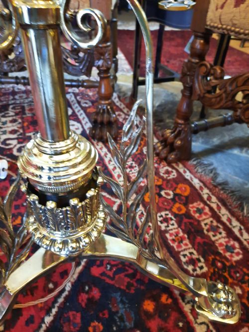 LATE VICTORIAN BRASS AND COPPER BRASS EXTENDING STANDARD OIL LAMP - ADDITIONAL PHOTO 6