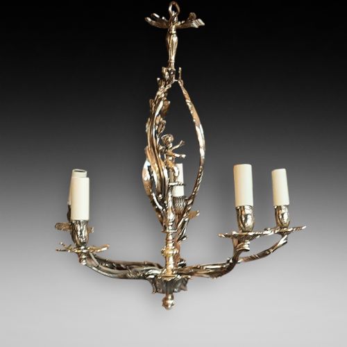 Early 20thc Brass 5 Arm Chandelier