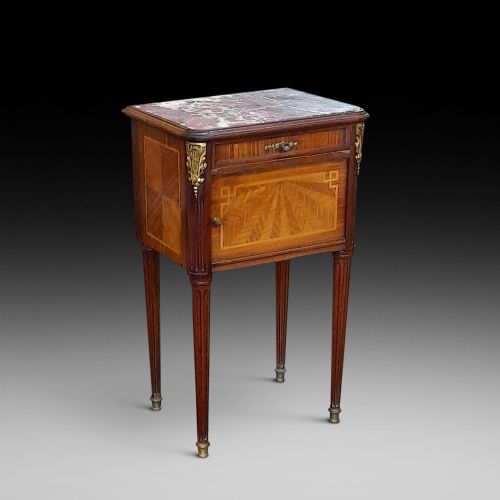 Late 19thc French Kingwood & Mahogany Bedside Cabinet