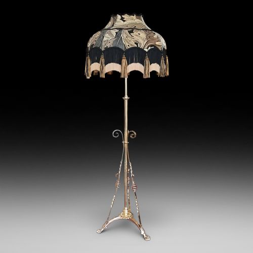 Arts and Crafts Brass Extending Standard Lamp