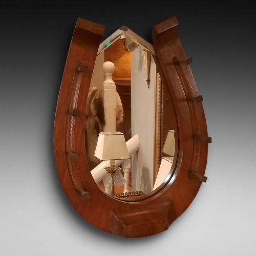 Edwardian Walnut Horseshoe Shaped Hall Mirror