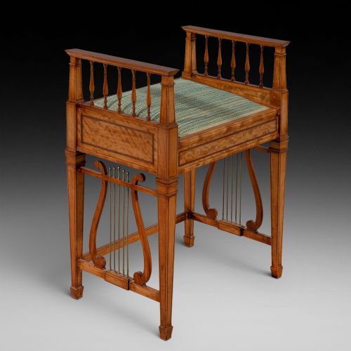 Fine Quality Late Victorian Satinwood Piano Stool