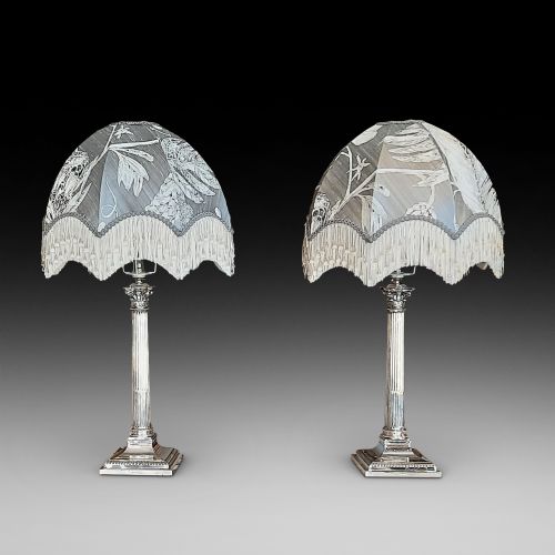 Large Pair of Victorian Silver Plated Table Lamps