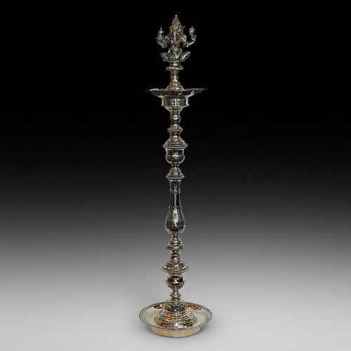 Late 19thc Indian Brass Pedestal Temple Censer