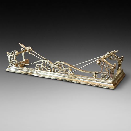 Art Nouveau Brass Fender and Irons