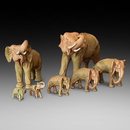 Group of Seven Royal Dux Graduated Elephants
