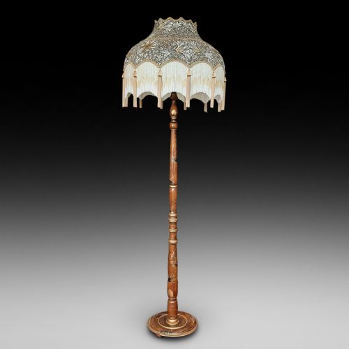 1930'S Oak Chinoiserie Standard Lamp