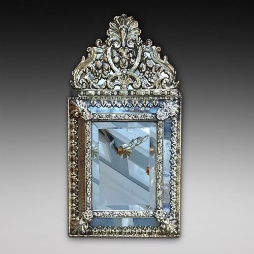 Late 19thc Continental Pressed Brass Wall Mirror