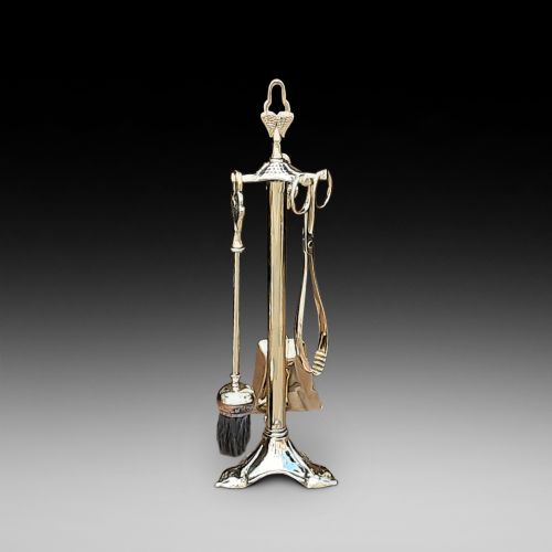 Art Nouveau Brass Fire Companion Tidy