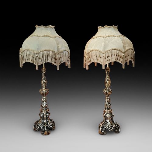 Pair of Early 20thc Brass Table Lamps