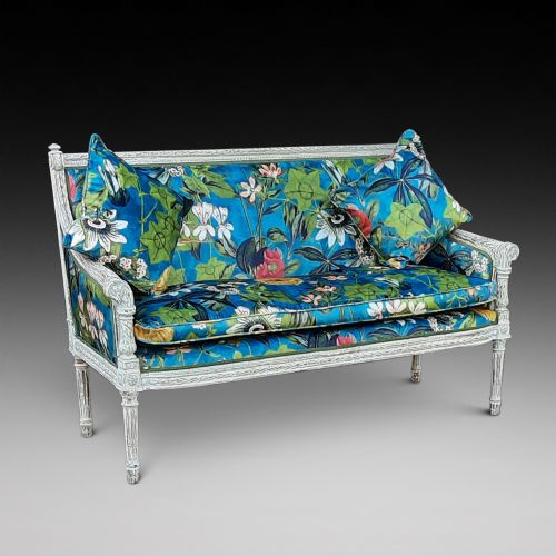 Late 19thc Limed Mahogany Two Seater Settee