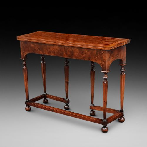 Early 20thc Burr Yew Console Card Table