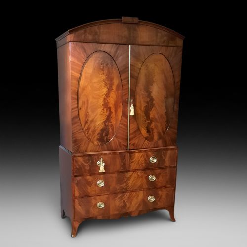 Late Georgian Figured Mahogany Linen Press