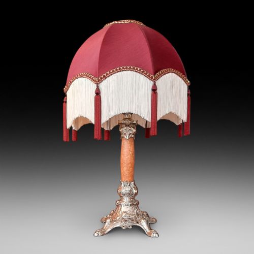 Art Nouveau Silver Plate and Marble Table Lamp