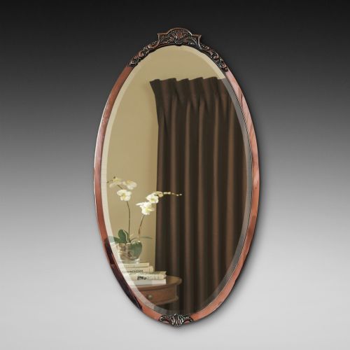 Arts and Crafts Oval Copper Framed Mirror