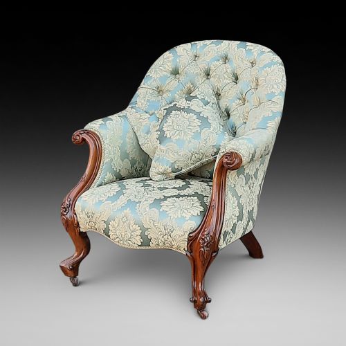 Victorian Walnut Button-back Easy Arm Chair