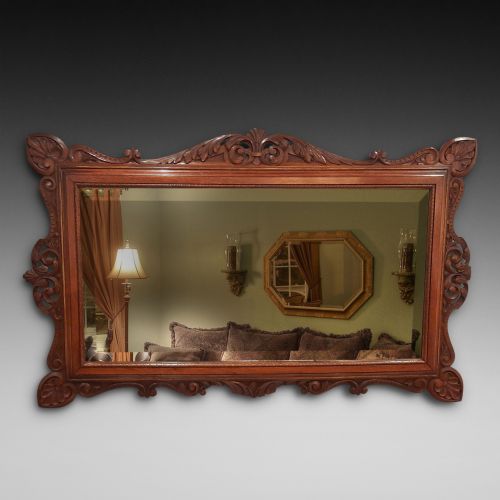 19thc Continental Carved Walnut Mirror