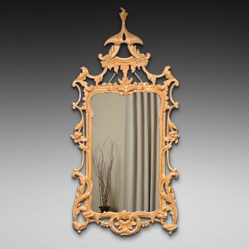 19thc Water Gilded Wood and Gesso Wall Mirror