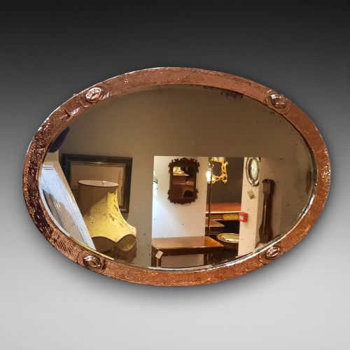 Arts & Crafts Beaten Copper Framed Mirror