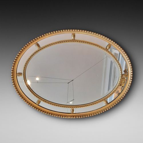 Late 19thc Oval Giltwood and Gesso Mirror