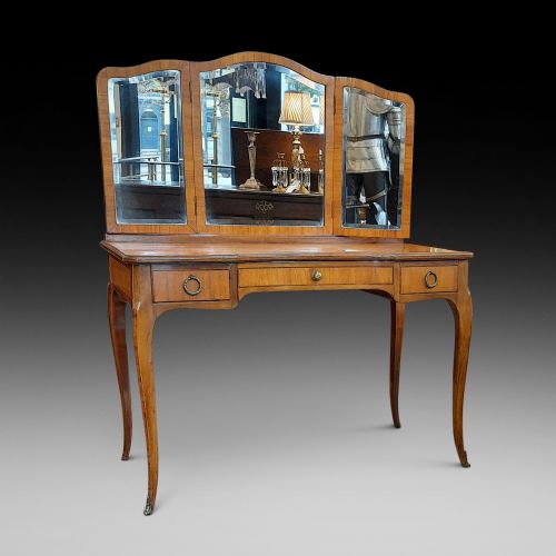 Early 20thc French Kingwood and Rosewood Crossbanded Dressing Table