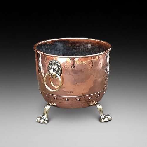 Victorian Copper Log Cauldron Bucket