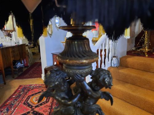 C1900 FRENCH BRONZE AND MARBLE TABLE LAMP - ADDITIONAL PHOTO 3
