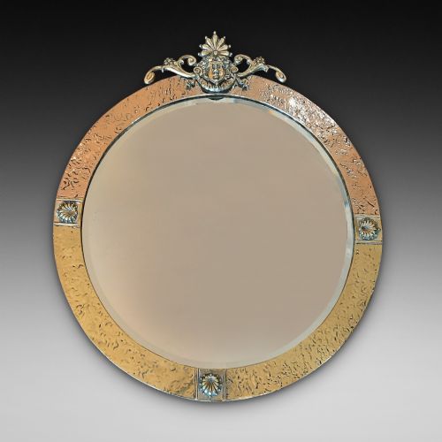 Arts and Crafts Beaten Brass and Copper Mirror