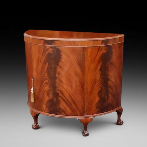Early 20thc Mahogany Demi Lune Drinks Cabinet