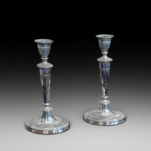 Pair of Regency Silver Plate Candlesticks