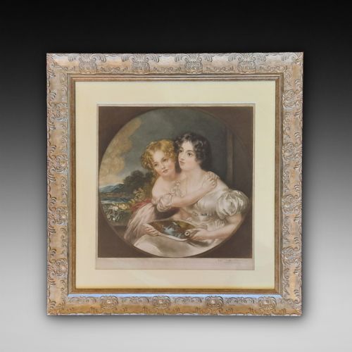 John Cother Webb (1855 - 1927) - Messotint of Mother and Daughter