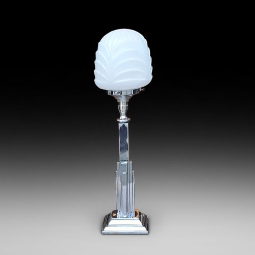 Art Deco Chrome and Glass Table Lamp