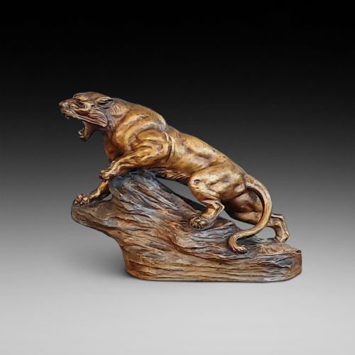Art Deco Terracotta Figure of a Panther