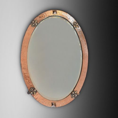 Arts and Crafts Beaten Copper Mirror
