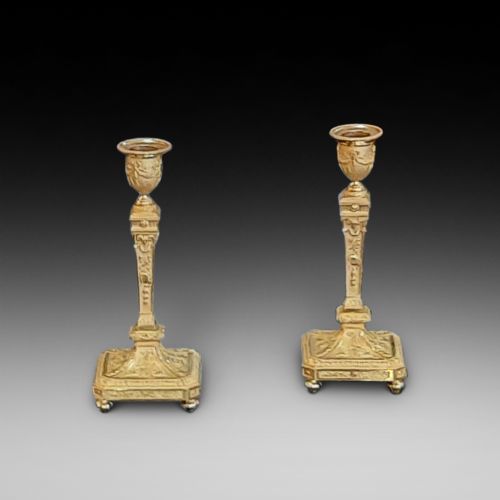 Pair of Belle Epoque French Gilt Bronze Candlesticks