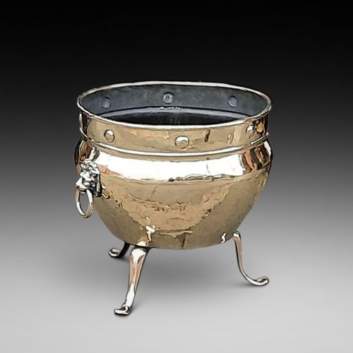 Victorian Large Brass Cauldron Log Bucket