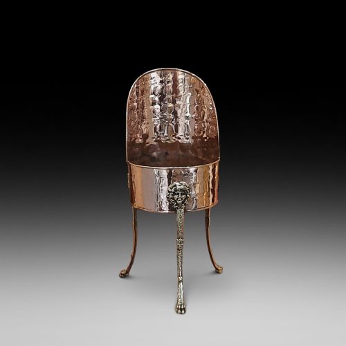 Late 19thc Copper and Brass Jardiniere Corner Plant Stand