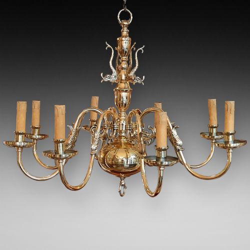 Dutch Brass 8 Arm Chandelier