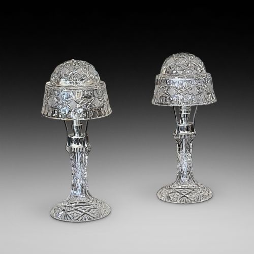 Pair of 1930'S Crystal and Silver Plated Table Lamps