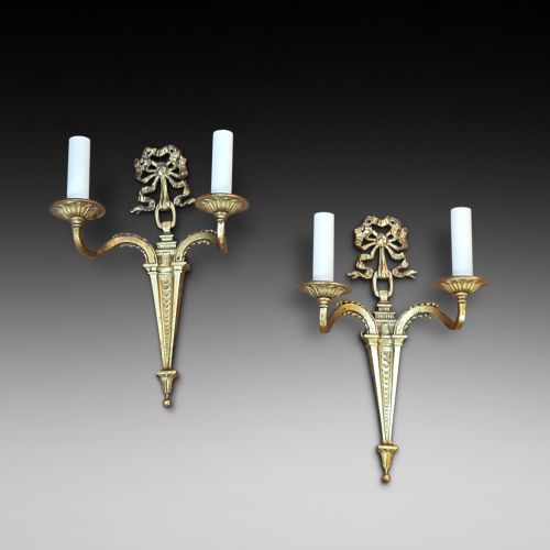Pair of Late 19thc Gilt Bronze Wall Lamps - By F.c Osler