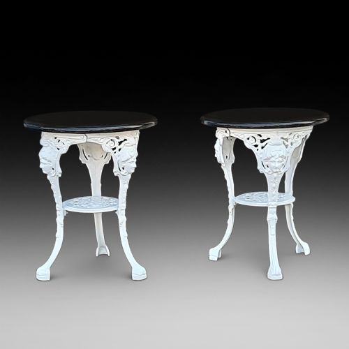 Pair of Late 19th Century Cast Iron Britannia Garden Tables