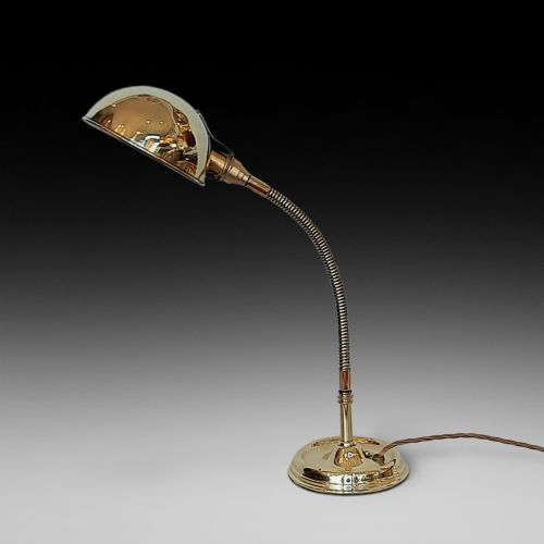 Early 20thc Desk Lamp with Flexible Stem