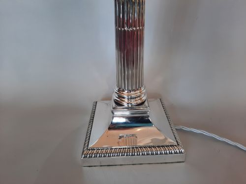 LATE 19THC SILVER PLATE TABLE LAMP FORMED AS A CORINTHIAN COLUMN - ADDITIONAL PHOTO 5